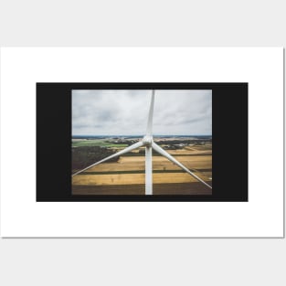 Aerial close-up of windmill turbine Posters and Art